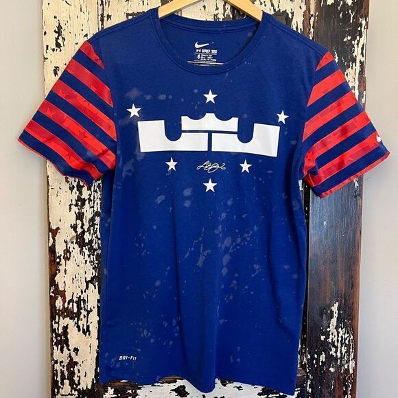 Men’s Lebron James Nike Dri- Fit Red White & Blue Athletic cut size M T-shirt. - Picture 1 of 10